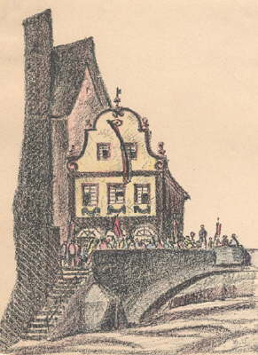 R0120*-Esslingen, Innere Brcke, Col. Lithographie 1925